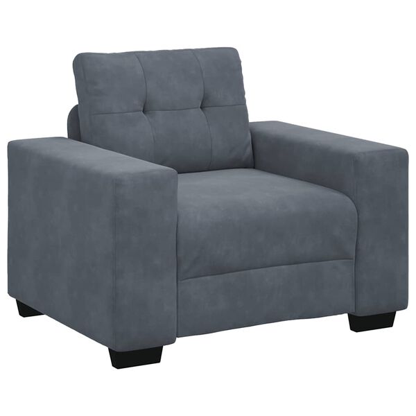 vidaXL Fauteuil gris fonc&eacute; 60 cm velours