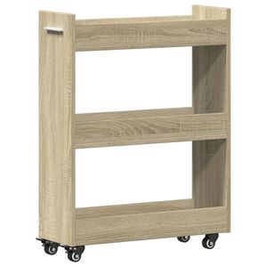 vidaXL Armoire avec roues ch&ecirc;ne sonoma 60x22x79 cm bois d'ing&eacute;nierie