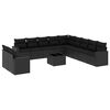 vidaXL Salon de jardin 12 pcs avec coussins noir r&eacute;sine tress&eacute;e