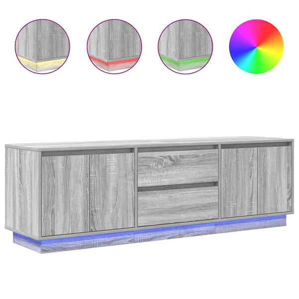 vidaXL Meuble TV avec lumi&egrave;res LED sonoma gris 160,5x41x50 cm