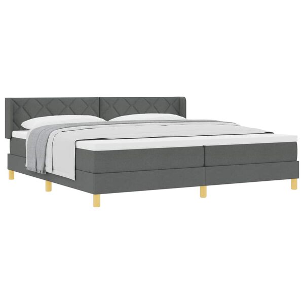 vidaXL Lit &agrave; ressorts avec matelas Gris fonc&eacute; 200 x 200 cm Polyester