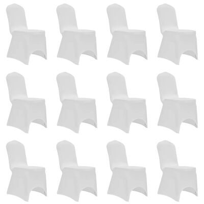 vidaXL Housses élastiques de chaise Blanc 12 pcs