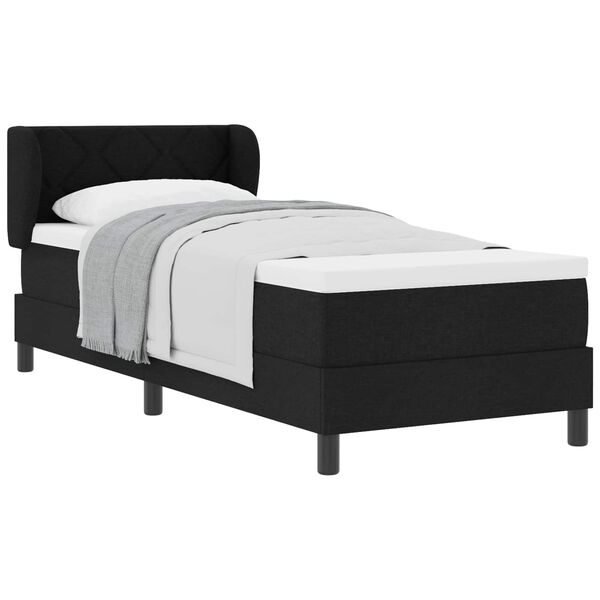 vidaXL Lit &agrave; ressorts avec matelas Noir 80 x 200 cm tissu