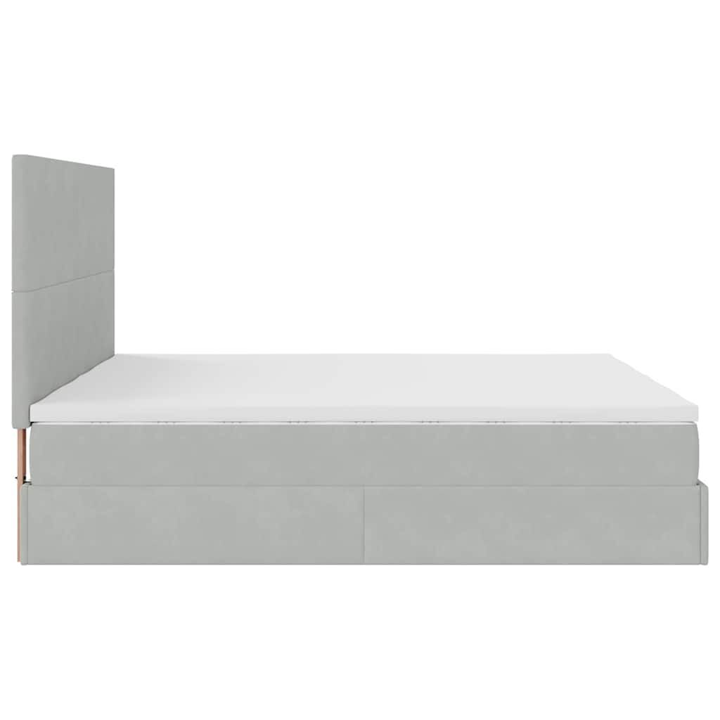 vidaXL Cadre de lit ottoman avec matelas gris clair 200x200 cm velours