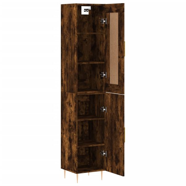 vidaXL Buffet haut Ch&ecirc;ne fum&eacute; 34,5x34x180 cm Bois d'ing&eacute;nierie