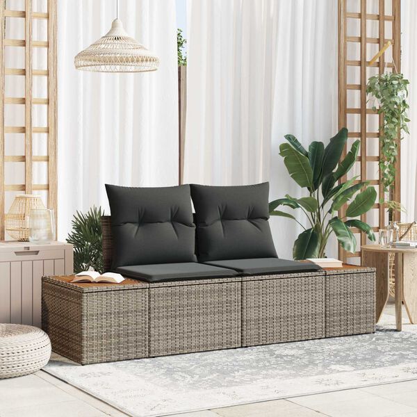 vidaXL Canapé de jardin Gris 184 x 62 x 85cm polyrotin