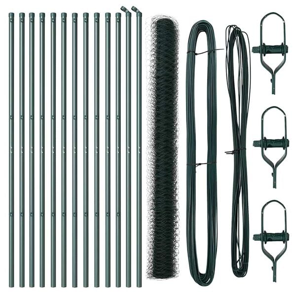 vidaXL Poteau de cl&ocirc;ture. Vert 25 x 1,5 m (treillis de 36 mm) Acier