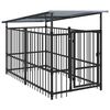 vidaXL Chenil d'ext&eacute;rieur avec toit pour chiens Acier 1,88 m&sup2;