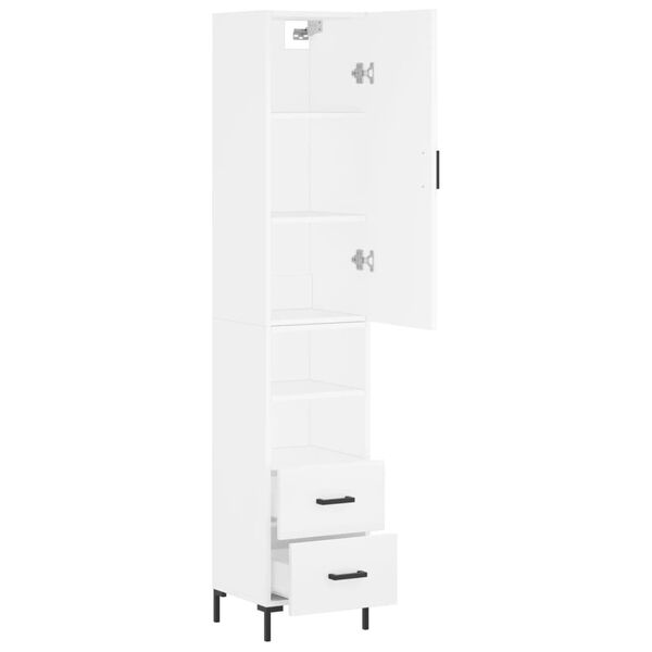 vidaXL Buffet haut Blanc 34,5x34x180 cm Bois d'ing&eacute;nierie