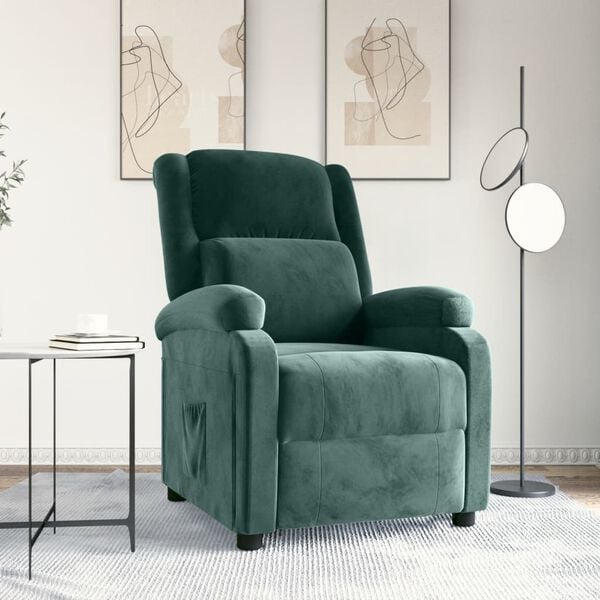 vidaXL Fauteuil inclinable vert fonc&eacute; velours