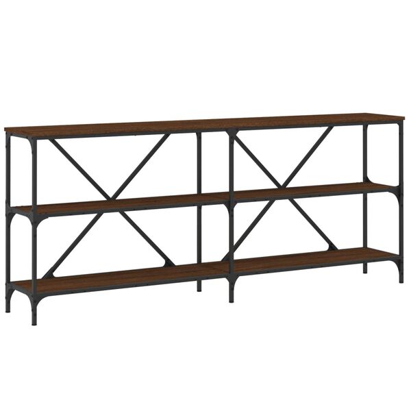 vidaXL Table console chêne marron 180x30x75 bois d'ingénierie et fer