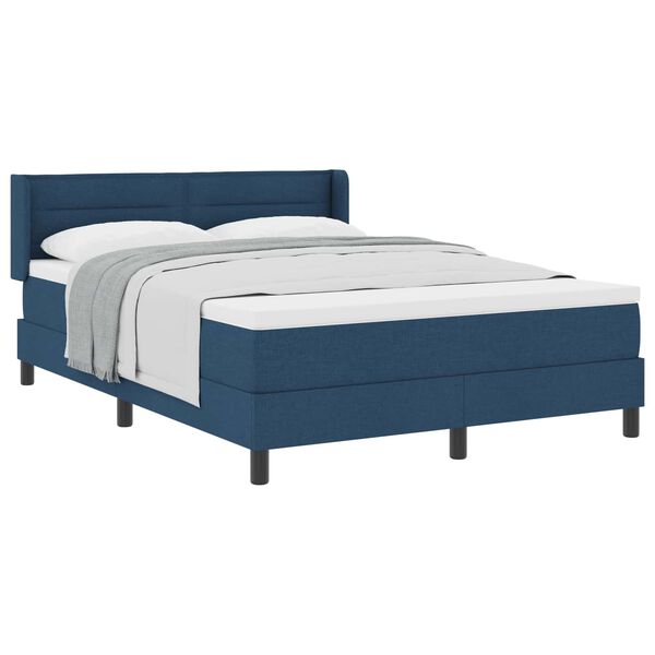 vidaXL Lit &agrave; ressorts avec matelas Bleu fonc&eacute; 200 x 160 cm Polyester