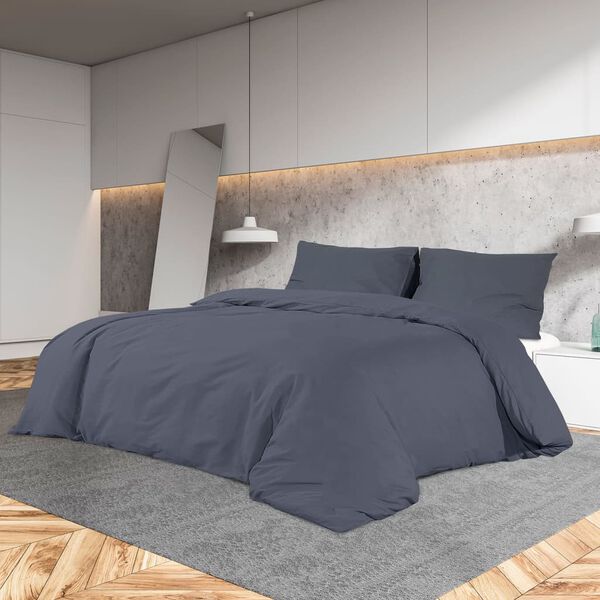 vidaXL Ensemble de housse de couette Anthracite 220x240 cm Coton