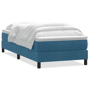 vidaXL Sommier &agrave; lattes de lit et matelas bleu fonc&eacute; 80x220 cm velours
