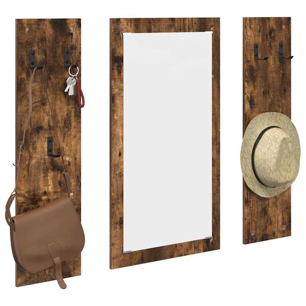 vidaXL Porte-manteau mural Montage mural Ch&ecirc;ne fum&eacute; 96 x 1,5 x 90 cm