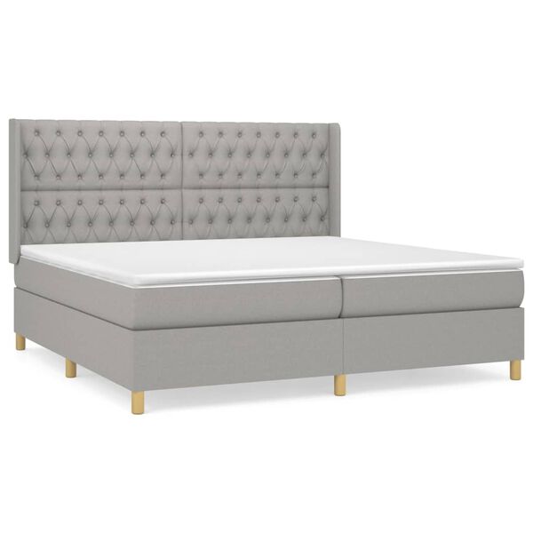 vidaXL Sommier &agrave; lattes de lit avec matelas Gris clair 200x200cm Tissu
