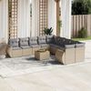 vidaXL Salon de jardin 11 pcs avec coussins beige r&eacute;sine tress&eacute;e