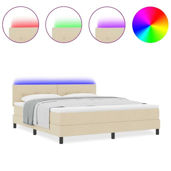 vidaXL Lit à ressorts avec matelas Crème 180 x 200 cm tissu