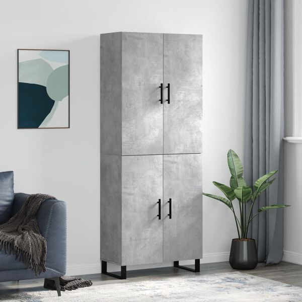 vidaXL Buffet haut Gris b&eacute;ton 69,5x34x180 cm Bois d'ing&eacute;nierie