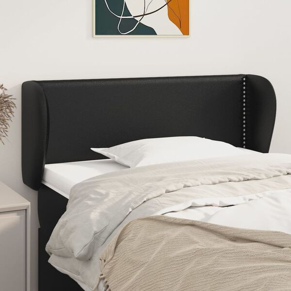 vidaXL Tête de lit avec oreilles Noir 93x23x78/88 cm Similicuir