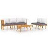 vidaXL Salon de jardin 5 pcs avec coussins Bois d'acacia solide