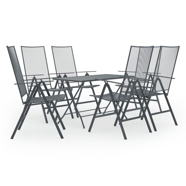vidaXL Ensemble &agrave; manger de jardin 7 pcs Acier Anthracite