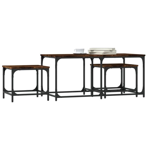 vidaXL Tables basses gigognes 3 pcs chêne fumé bois d'ingénierie