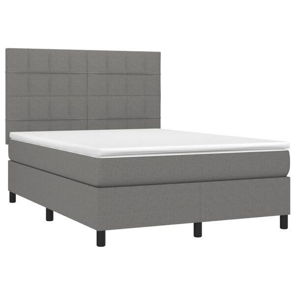 vidaXL Sommier &agrave; lattes de lit et matelas et LED Gris fonc&eacute; 140x190 cm
