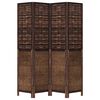 vidaXL Cloison de séparation 4 panneaux marron foncé paulownia massif