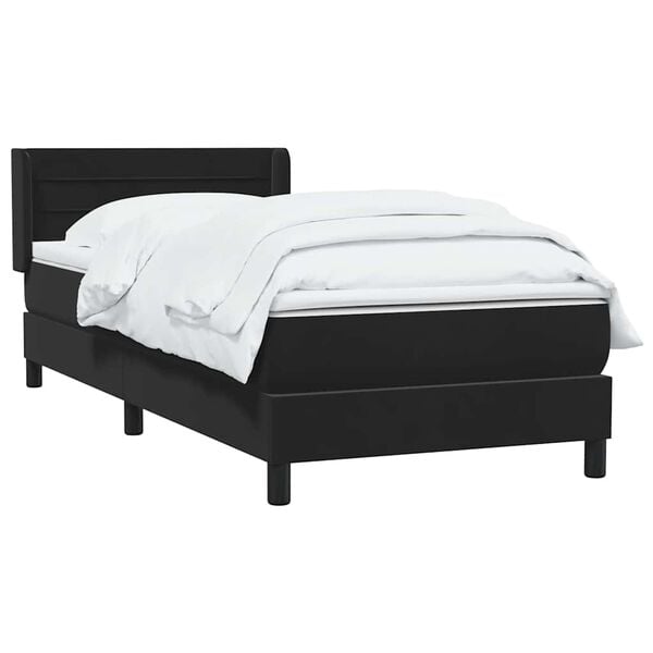 vidaXL Sommier &agrave; lattes de lit avec matelas noir 90x210 cm velours