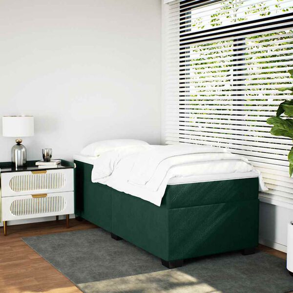 vidaXL Sommier &agrave; lattes de lit avec matelas Vert fonc&eacute; 90x190 cm