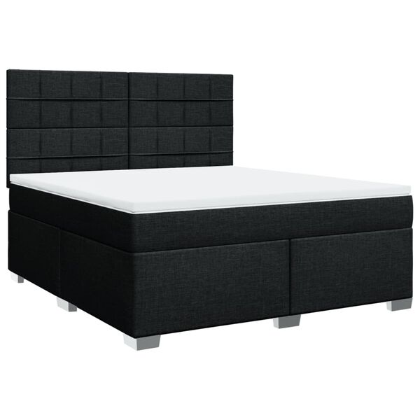 vidaXL Sommier &agrave; lattes de lit avec matelas Noir 180x200 cm Tissu