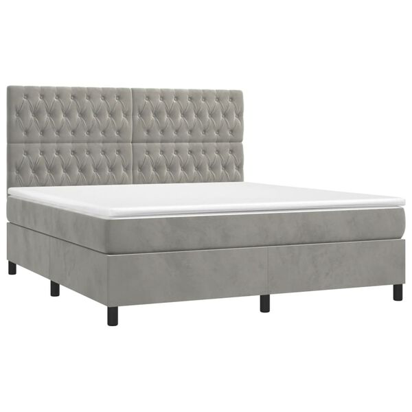 vidaXL Sommier &agrave; lattes de lit matelas et LED Gris clair 160x200 cm