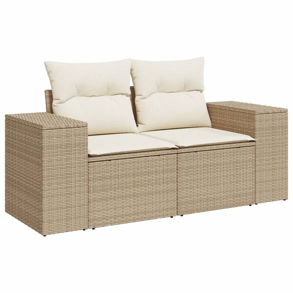 vidaXL Salon de jardin 11 pcs avec coussins beige r&eacute;sine tress&eacute;e