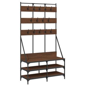vidaXL Porte-v&ecirc;tements et rangement des chaussures ch&ecirc;ne marron