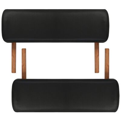 vidaXL Table pliable de massage Noir 3 zones avec cadre en bois