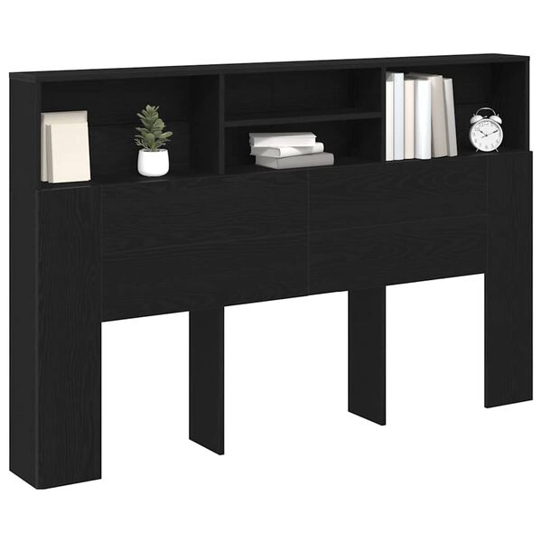 vidaXL Cabinet de T&ecirc;te de Lit Ch&ecirc;ne noir 160 x 19 x 103,5 cm