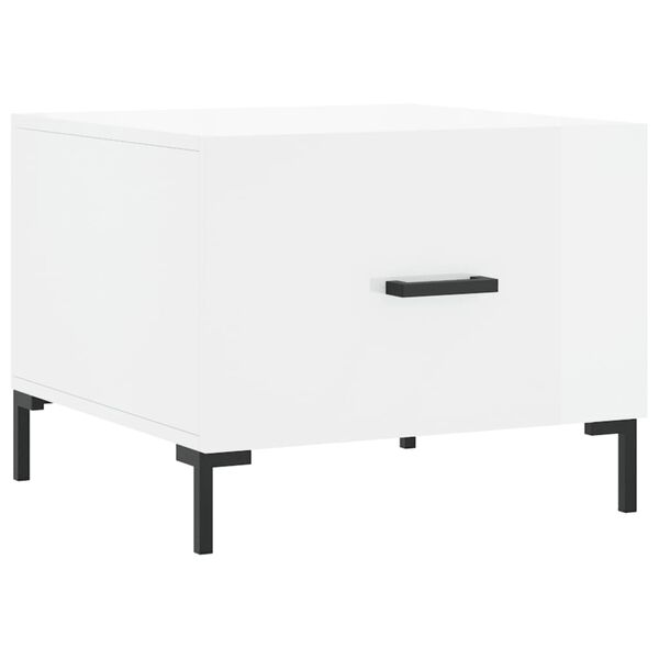 vidaXL Table basse blanc brillant 50x50x40 cm bois d'ing&eacute;nierie