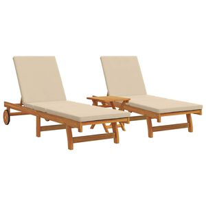 vidaXL Transat 2-personne 3 pcs Marron Bois d'Acacia Massif