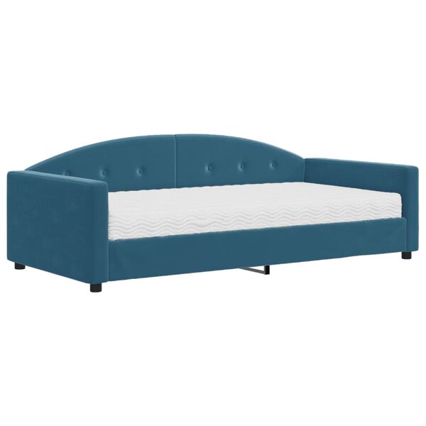 vidaXL Lit de jour avec matelas bleu 100x200 cm velours