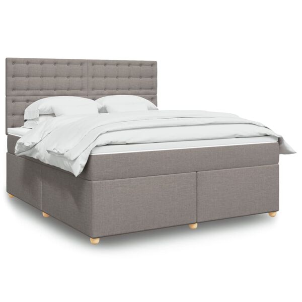 vidaXL Sommier &agrave; lattes de lit avec matelas Taupe 180x200 cm Tissu