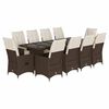 vidaXL Ensemble de bistro de jardin 11 pcs coussins marron poly rotin