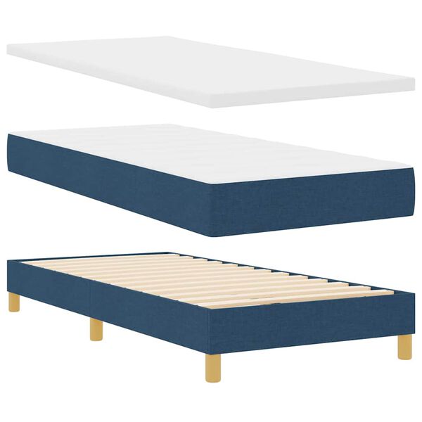 vidaXL Lit &agrave; ressorts avec matelas Bleu 90 x 190 cm tissu