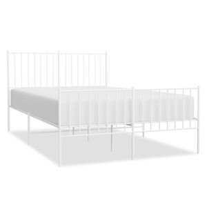 vidaXL Cadre de lit m&eacute;tal sans matelas et pied de lit blanc 120x190 cm