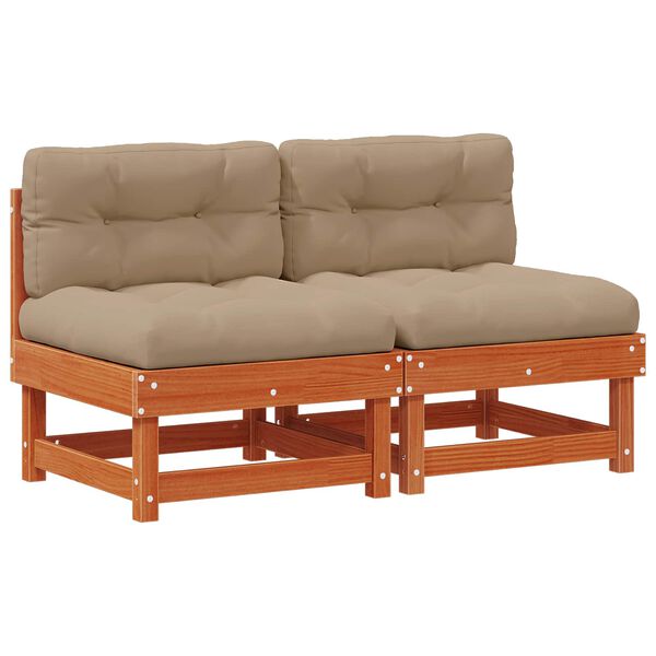 vidaXL Sofa de jardin milieu Pin massif Brun Cir&eacute;