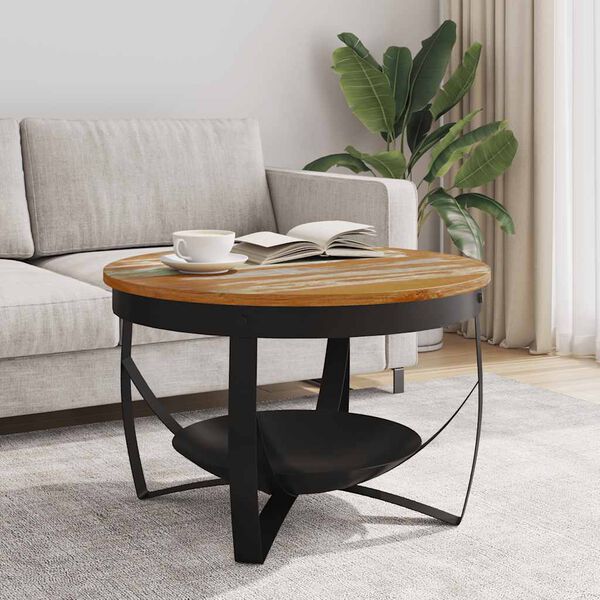vidaXL Table basse Ø68x43 cm Bois de récupération massif