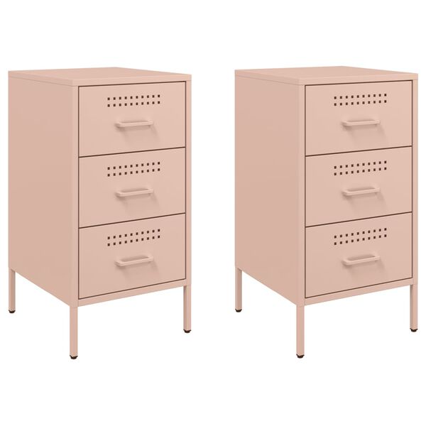 vidaXL Tables de chevet 2 pcs rose 36x39x68 cm acier
