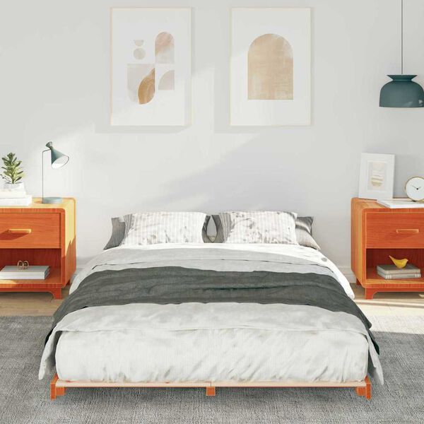 vidaXL Cadre de lit sur&eacute;lev&eacute; Marron cire 135 x 190 cm