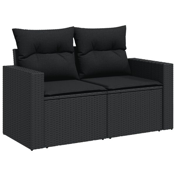 vidaXL Salon de jardin 10 pcs avec coussins noir r&eacute;sine tress&eacute;e