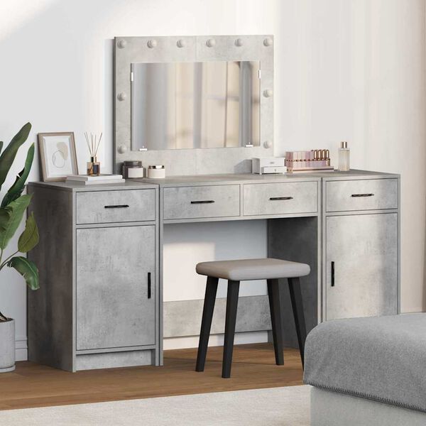 vidaXL Table de Toilette avec tiroir 3 pcs Gris Bois d'ing&eacute;nierie